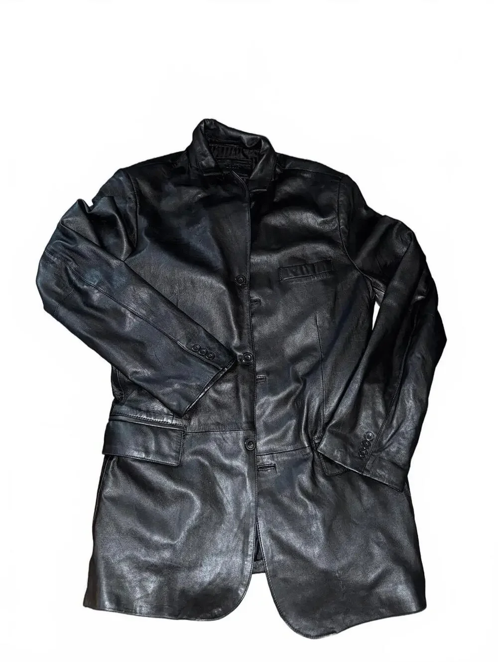 apt. 9 Men's Black Leather Blazer Jacket Size 42L